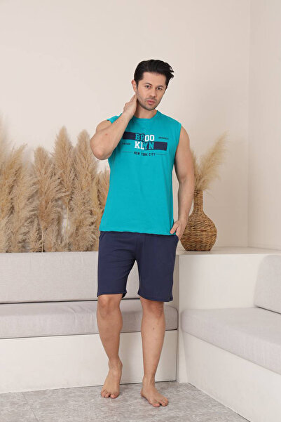 SEBOTEKS 100% Cotton Sleeveless Pocketed Men's Shorts Pajama Set 2011