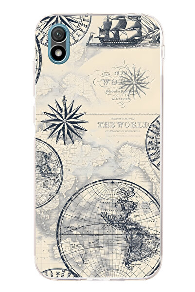 FLAMENKO حافظة هاتف شفافة متوافقة مع هاتف هواوي Y5 2019 مع نمط خريطة العالم و...