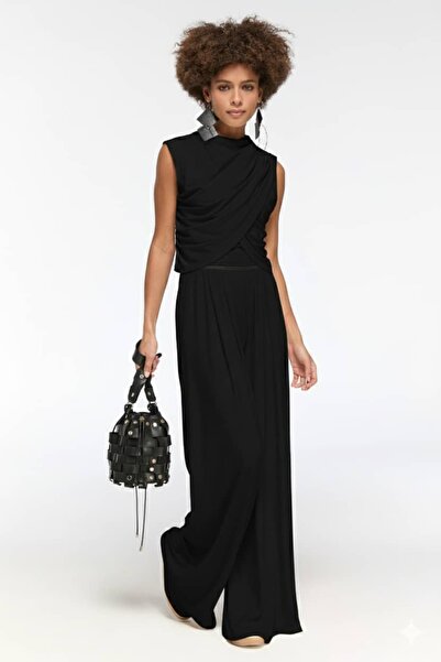 LAMANTE Lastik Belli Palazzo Pantolon