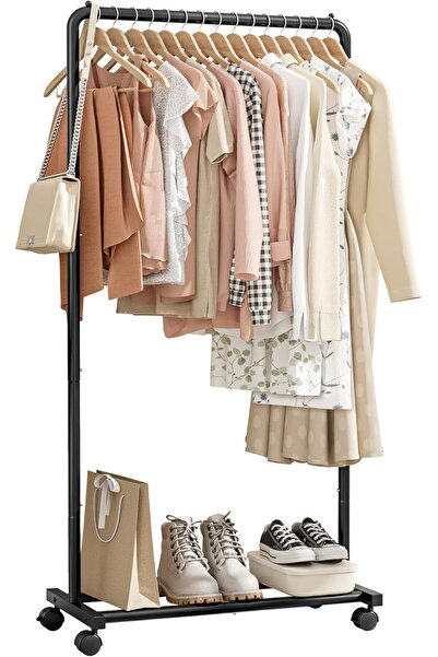 Dotail Suport de haine Sakugi, 73 x 37,5 x 150 cm, cu roți, pentru umerașe și...