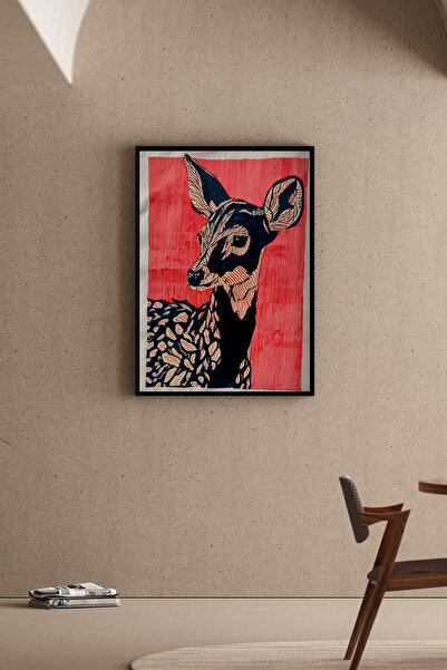 Artiera Ζωγραφική στο χέρι με μοτίβο λουλουδιών κοραλλιών και ελαφιών - Ζωγρα...