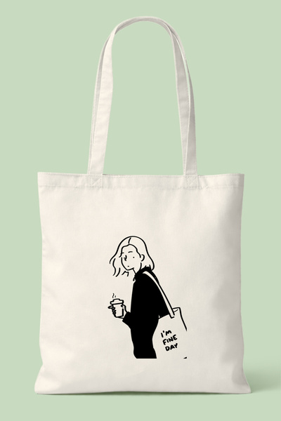 Hayali Şeyler Fine Day Printed Cloth Bag - Daily Shoulder Bag