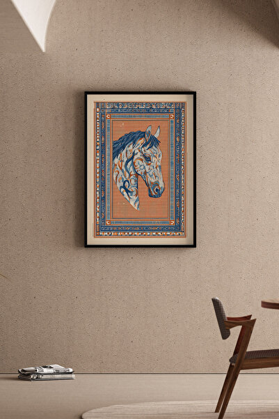 Artiera Ζωγραφική με παραδοσιακά μοτίβα μπλε αλόγων, καλλιτεχνική διακοσμητικ...