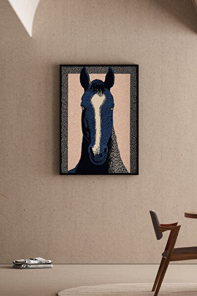 Artiera Εικόνα αλόγου με υφή Indigo Speckle, Γραφικό Διακοσμητικό Σαλόνι - Ζω...