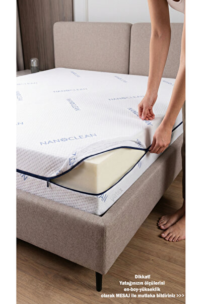 Artex غطاء حماية للسرير نانو 80x190، غطاء حماية مبطن بسحاب، غطاء سرير بسحاب