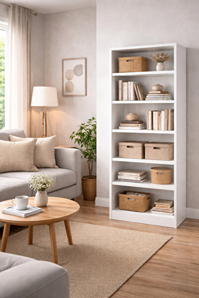 Ofisbazaar White bookcase with 5 shelves 20x56x170 cm