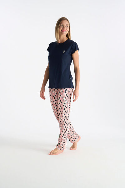U.S. Polo Assn. Costum de pijama pentru femei, licențiat, albastru marin 20248
