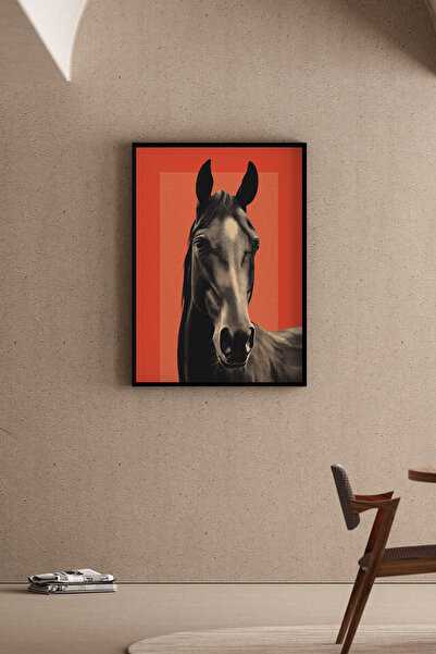 Artiera Εικόνα αλόγου με κοραλλιογενές φόντο, μοντέρνο διακοσμητικό σαλόνι γρ...