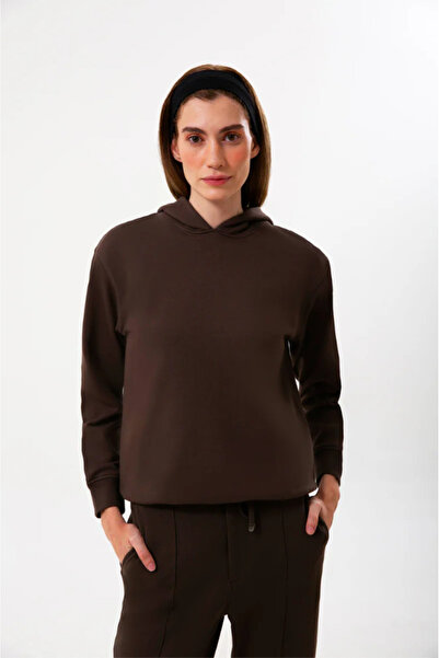 UNIQVIBE Hooded Organic Cotton Women's Brown Hoodie