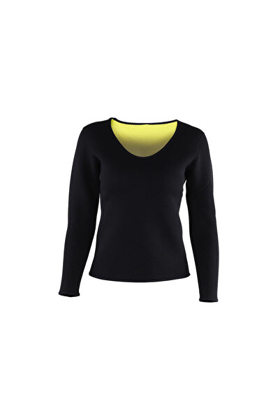 zola ® women's fitness top, neoprene, long sleeves, black, size M