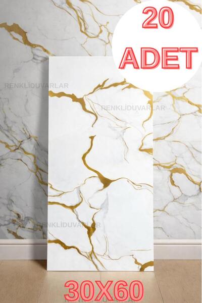 Renkli Duvarlar TX-077 20 Adet Fayans Mermer Sünger Duvar Kendinden Yapışkanl...