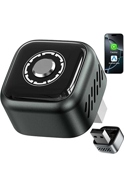 TECHSTAR Adaptor wireless B12 CarPlay și Android Auto 2 în 1, USB compact, Bl...