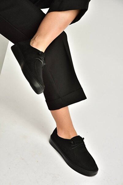 Fox Shoes Y602170902 Pantofi casual cu șireturi din piele intoarsa neagra