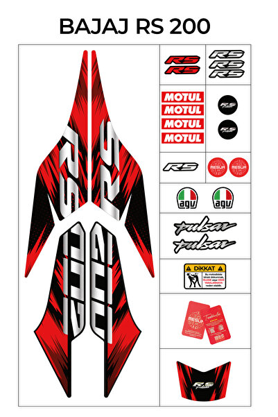 Black Sea Port Bajaj Rs 200 Compatible Sticker Set 26 Pieces Complete Fairing...