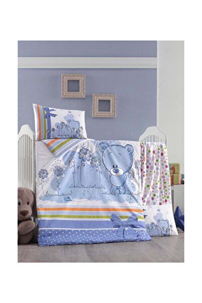Recos Bear Pano Kutulu Baby Duvet Cover Set Blue
