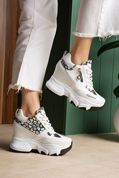 LEYDİ SHOES SEVILLA ALB LEOPARD TĂLPI ÎNALTĂ SPORTIVE