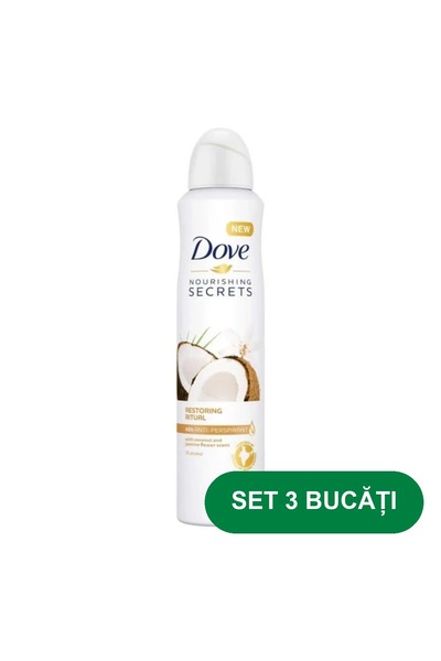 Dove SET 3 PIECES - Coconut & Jasmine Antiperspirant Deodorant Spray, 250 ml