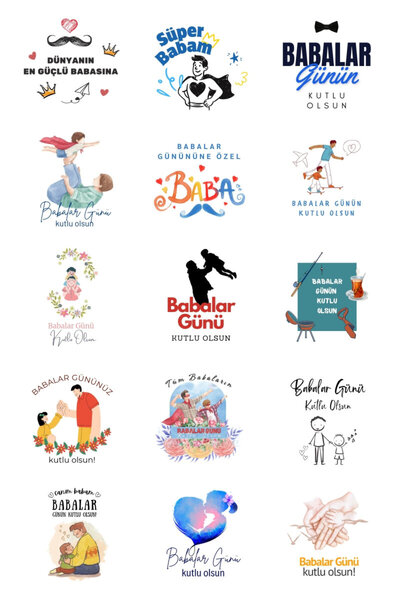 Bimotif مجموعة ملصقات عيد الأب، مقاس 4×4 سم، 300 قطعة (20 ورقة)