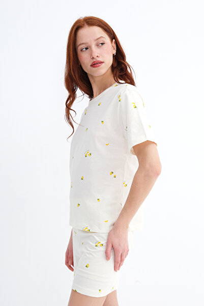 Addax Lemon Printed Shorts Pajama Set Ş121