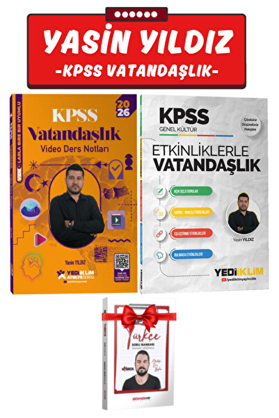 Yediiklim Yayınları 2026 KPSS Vatandaşlık Video Ders Notları+Etkinliklerle Va...