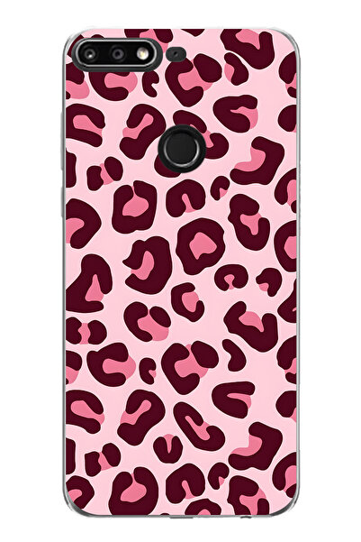 FLAMENKO حافظة هاتف شفافة بنمط الفهد الوردي متوافقة مع هاتف هواوي Y7 2018