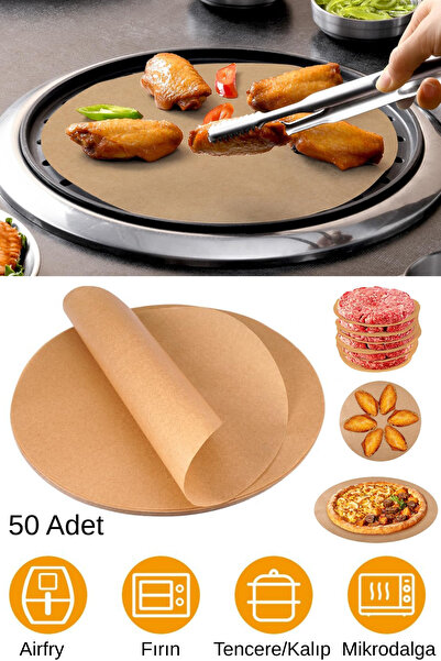 tonkut 50 Adet Airfryer Pişirme Kağıdı Yağ Geçirmez 21.5 cm Yuvarlak XXL Mode...