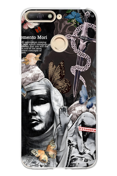 FLAMENKO حافظة هاتف شفافة بنمط الفراشة القوطية متوافقة مع هاتف هواوي Y6 2018