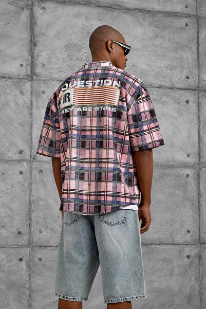 NOMARC Pink Question Digital Print Oversize Shirt