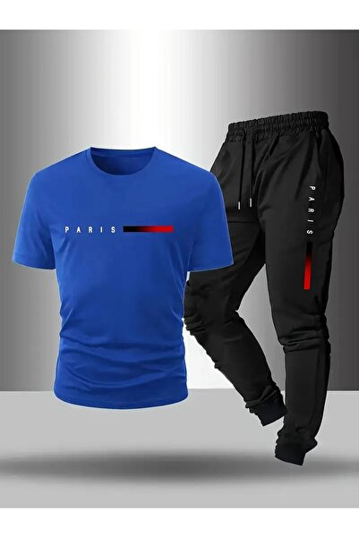 puolikuu Men's Oversize Tracksuit Set - Pariss Printed T-Shirt - Tracksuit