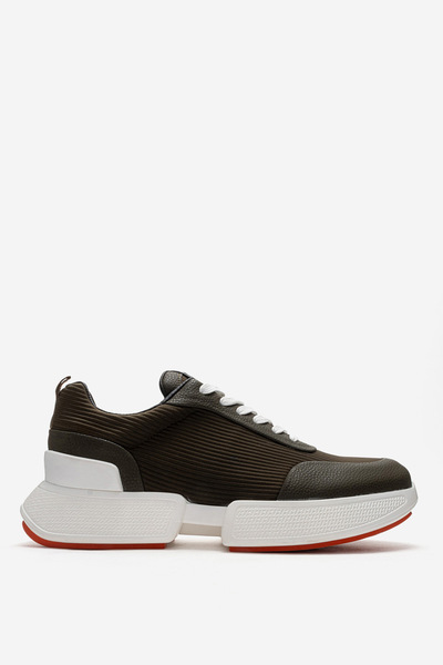 MARCOMEN Men's High Sole Lace-Up Leather Comfort Sneaker Mc 20276 Haki