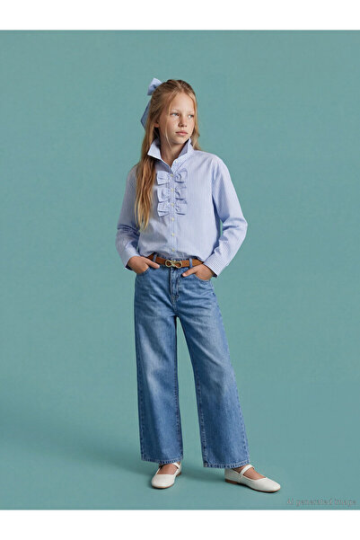 LC Waikiki مجموعة إلسيفا: بنطلون جينز واسع الساق للفتيات باللون النيلي