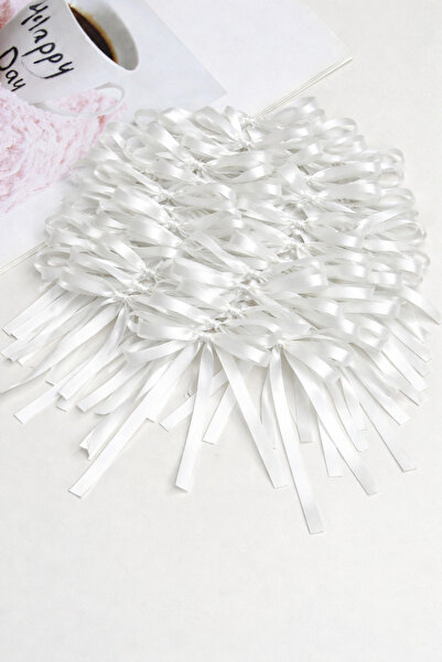 Esram Butik زينة عيد ميلاد جاهزة على شكل فيونكة بيضاء مقاس 6 مم، زينة للكعكة،...