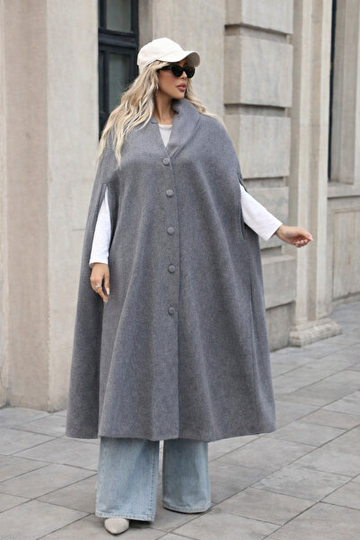 comstar Ženski pončo sa dugmadima, vrhunske udobnosti, dimljeni Kašmir tkanina