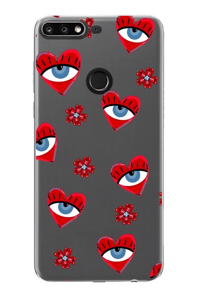 FLAMENKO حافظة هاتف شفافة متوافقة مع هاتف هواوي Y7 2018 بنمط عين الشر على شكل...