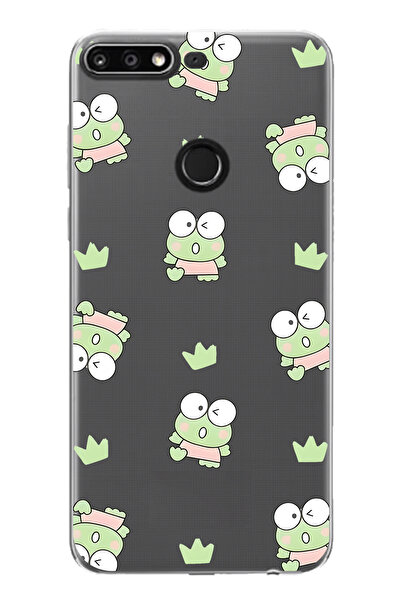 FLAMENKO حافظة هاتف شفافة متوافقة مع هواوي Y7 2018 بنمط الضفدع