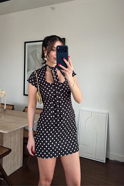 FMN Collection Vintage Halter Neck Short Mini Skirt Polka Dot Design with Inn...