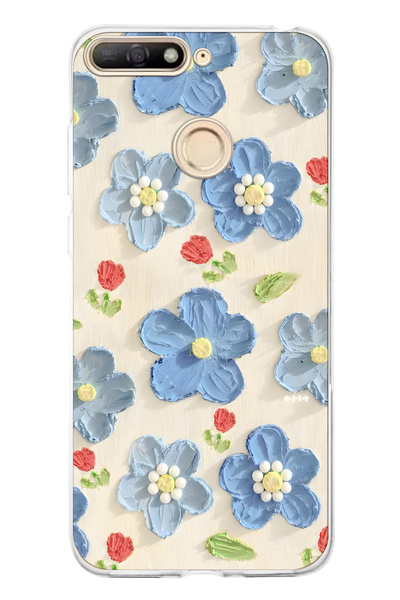 FLAMENKO حافظة هاتف شفافة متوافقة مع هاتف هواوي Y6 2018، مزينة بنمط زهرة زيتي...