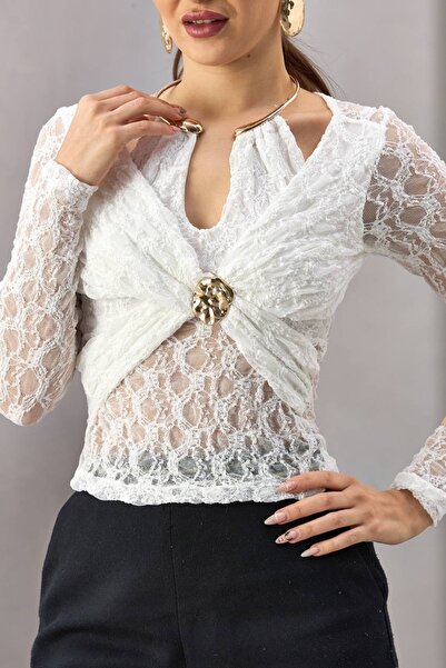 MAGARDE Special Design Lace Blouse - White