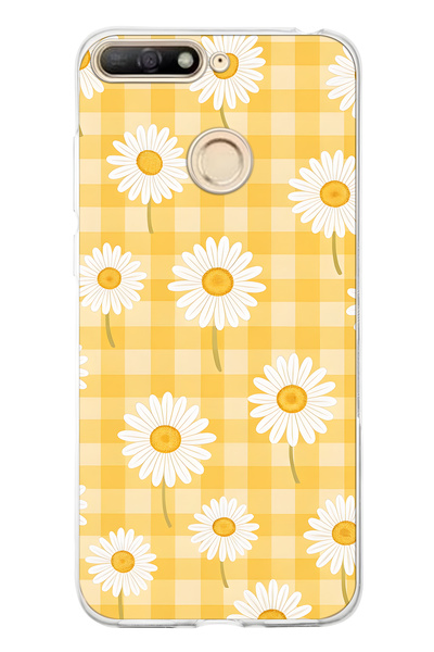 FLAMENKO حافظة هاتف شفافة متوافقة مع هاتف هواوي Y6 2018 باللون الأصفر المربعا...