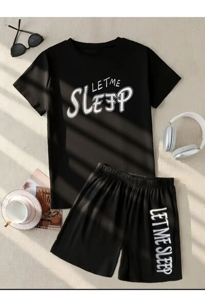 ELAN WEAR - Women's Let My Sleep Printed T-Shirt. Cotton T-Shirt Shorts 2-Pie...