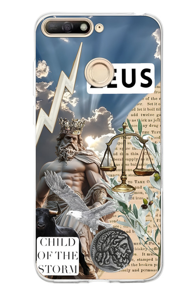 FLAMENKO حافظة هاتف شفافة بنمط زيوس متوافقة مع هاتف هواوي Y6 2018