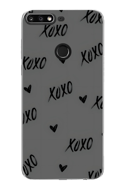 FLAMENKO حافظة هاتف شفافة بنمط XOXO متوافقة مع هاتف هواوي Y7 2018