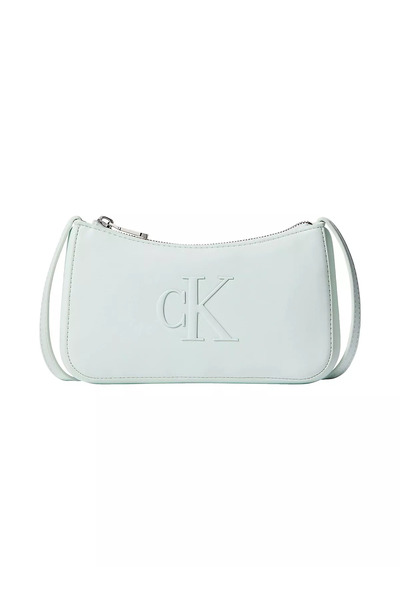 Calvin Klein Women's Ck Logo Patterned Adjustable Strap Zippered Gray Shoulde...