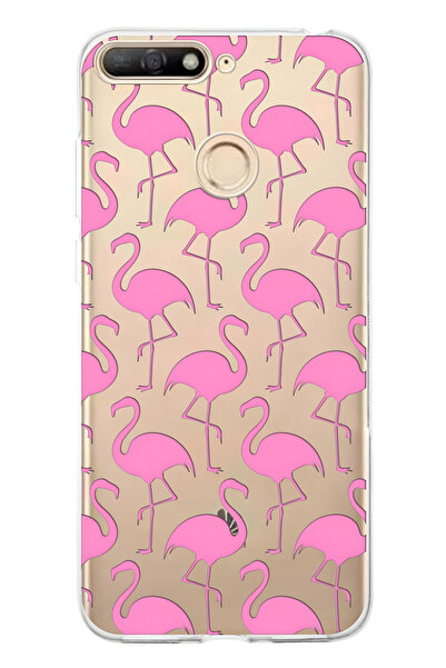 FLAMENKO حافظة هاتف شفافة بنمط فلامينجو متوافقة مع هاتف هواوي Y6 2018