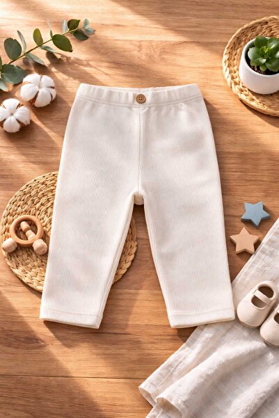 Nimini Kids %100 Pamuklu Düğme Detaylı Fitilli Bebek Tayt