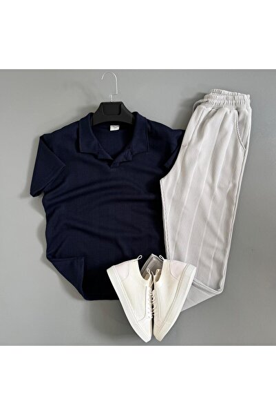 WENMİNG Men's Ottoman Fabric Summer Polo Collar T-Shirt and Pants Combination