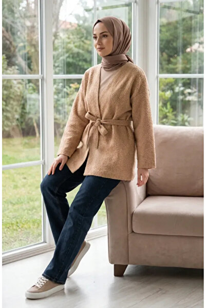 sefamerve Buklet Fabric Tied Winter Cap 2235-04 Milky Coffee