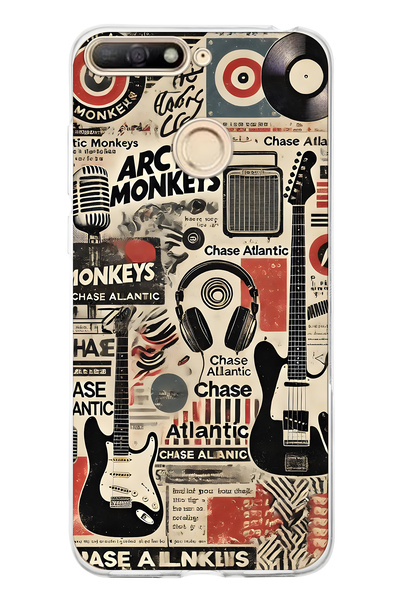 FLAMENKO حافظة هاتف شفافة بنمط كولاج موسيقي متوافقة مع هاتف هواوي Y6 2018