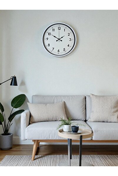 Lunaev ساعة حائط مزخرفة باللون الأبيض مقاس 36 سم