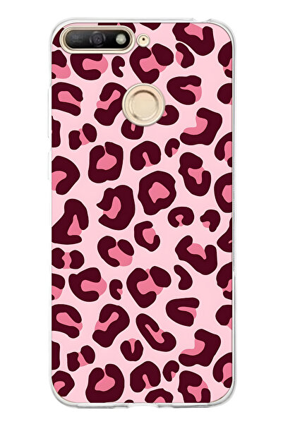 FLAMENKO حافظة هاتف شفافة بنمط الفهد الوردي متوافقة مع هاتف هواوي Y6 2018